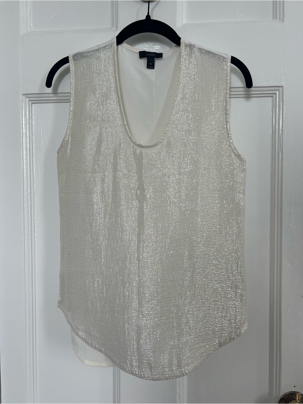 J. Crew Shimmery Ivory V-Neck Sleeveless Camisole